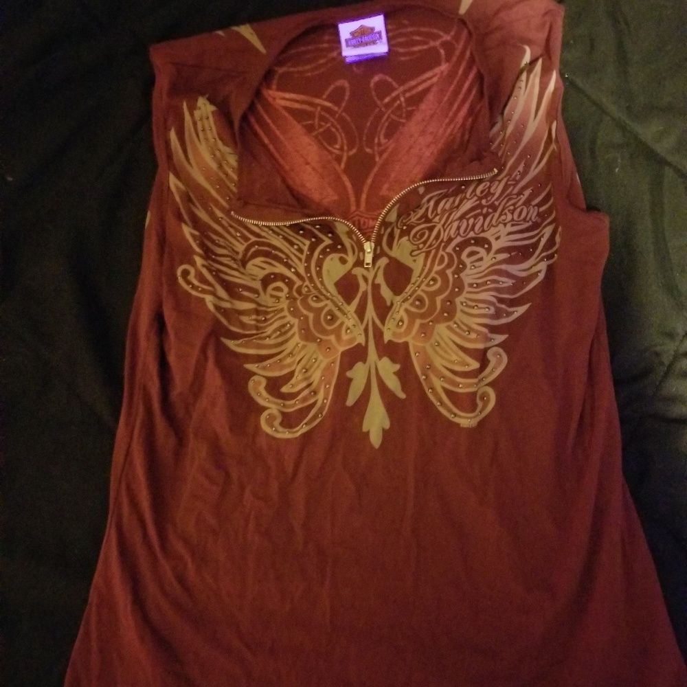 XL Authentic Harley Davidson Womens Top Zipper